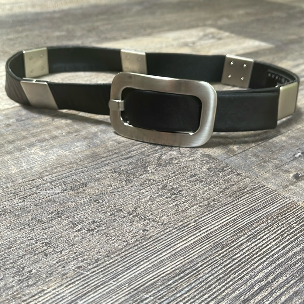 Vintage Suzy Roher natural waist belt black and silver